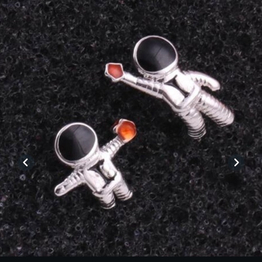Silver Astronaut Earrings